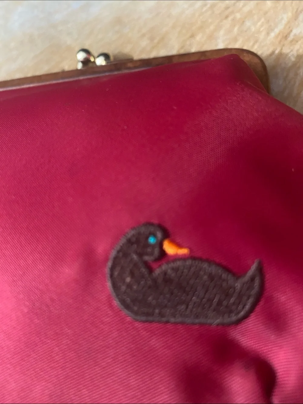 Dooney & Bourke Red Kiss-Lock Clutch with Wood Frame